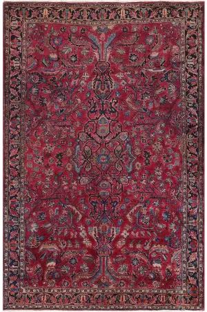 Antique Persian Sarouk Red/Navy - 4' 3'' x 6' 7''