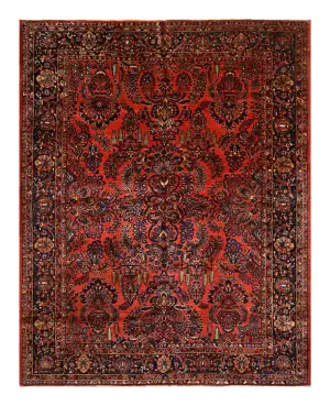 Antique Persian Sarouk Navy - 9' x 11' 6''