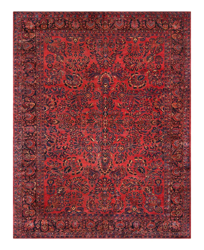 Antique Persian Sarouk Navy  -  8' 9'' x  12' 3''