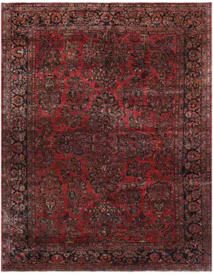 Antique Persian Sarouk Red/Navy - 9' 1'' x 11' 2''