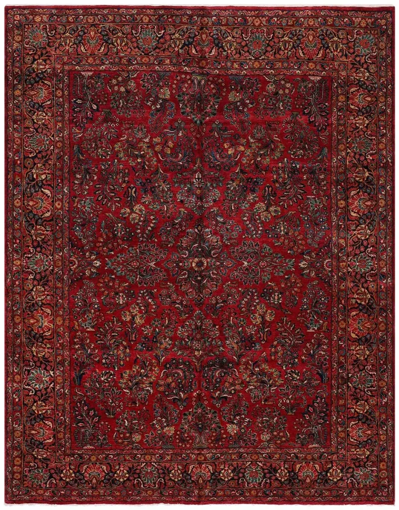 Antique Persian Sarouk Red/Navy  -  9' 2'' x  11' 7''