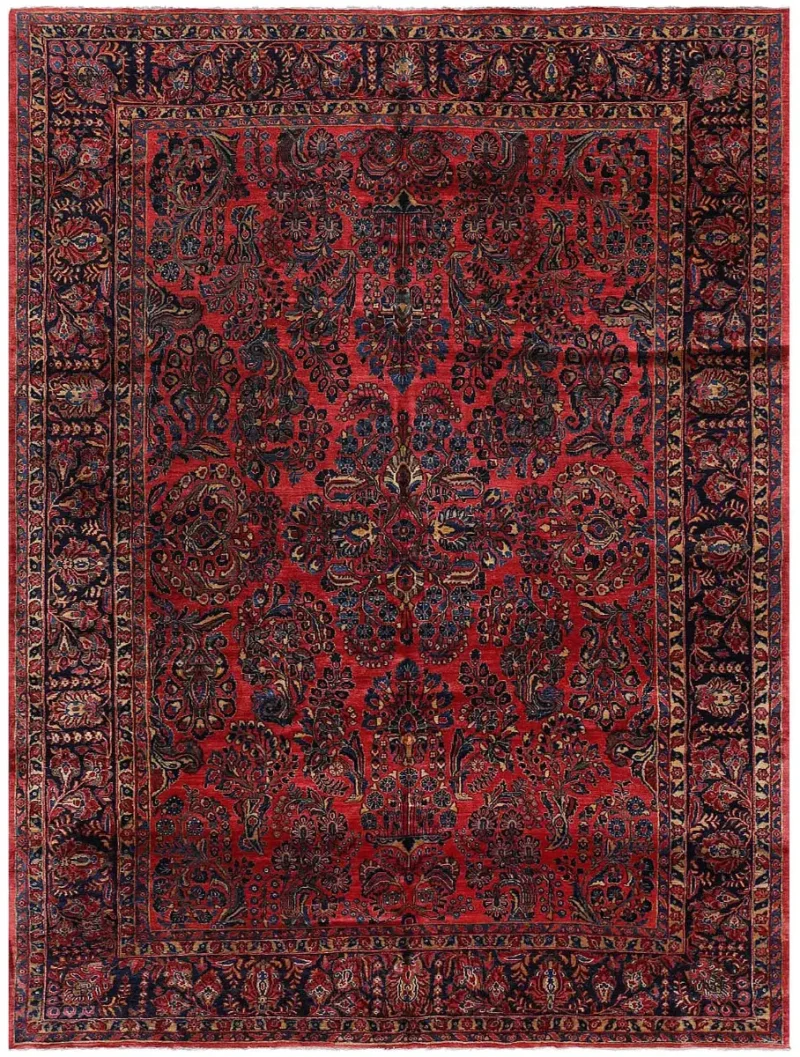 Antique Persian Sarouk Red/Navy  -  8' 9'' x  11' 8''
