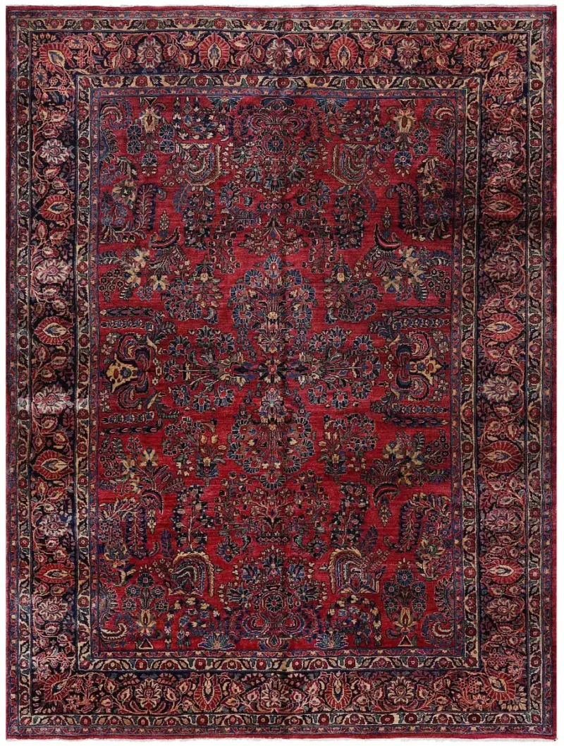Antique Persian Sarouk Red/Navy  -  8' 7'' x  11' 8''