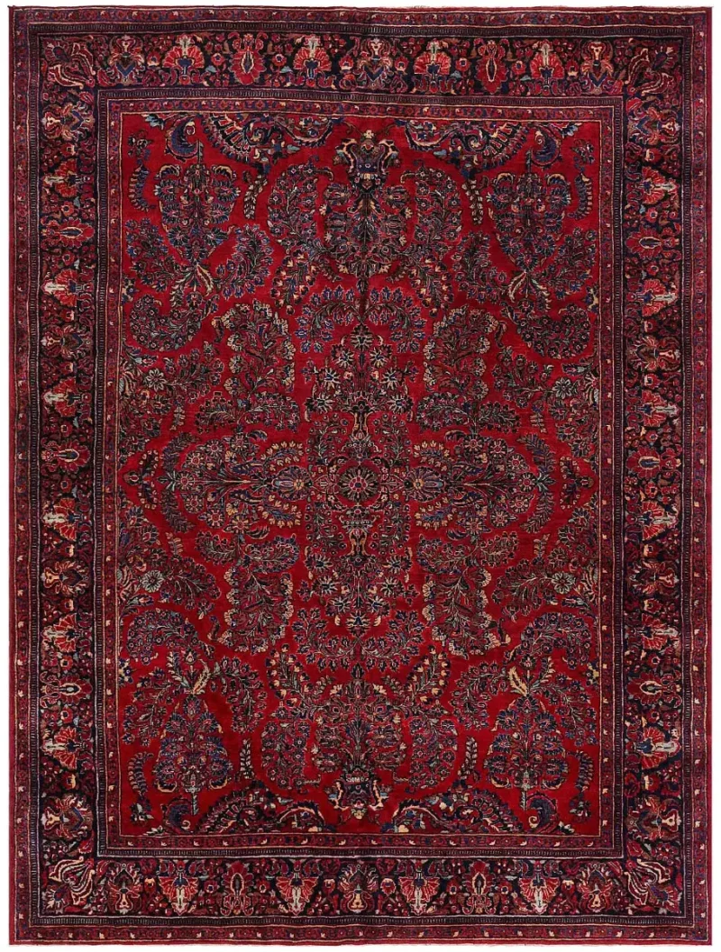 Antique Persian Sarouk Red/Navy  -  8' 8'' x  11' 7''