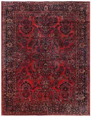 Antique Persian Sarouk Red/Navy - 9' x 11' 6''