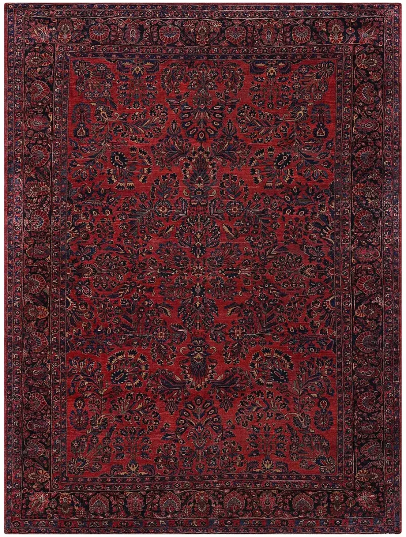 Antique Persian Sarouk Red/Navy  -  8' 9'' x  12' 3''