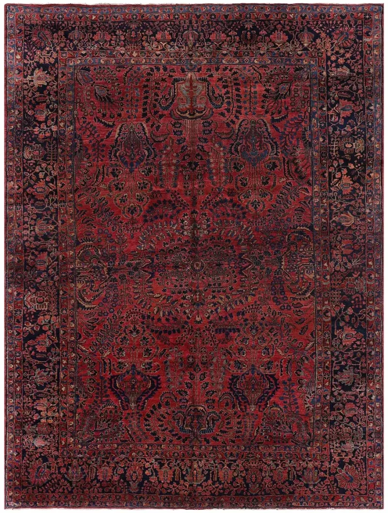 Antique Persian Sarouk Rust/Navy  -  8' 8'' x  11' 10''