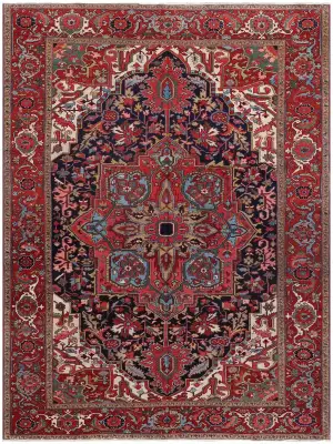Antique Persian Serapi Navy/Red - 9' 2'' x 13' 10''