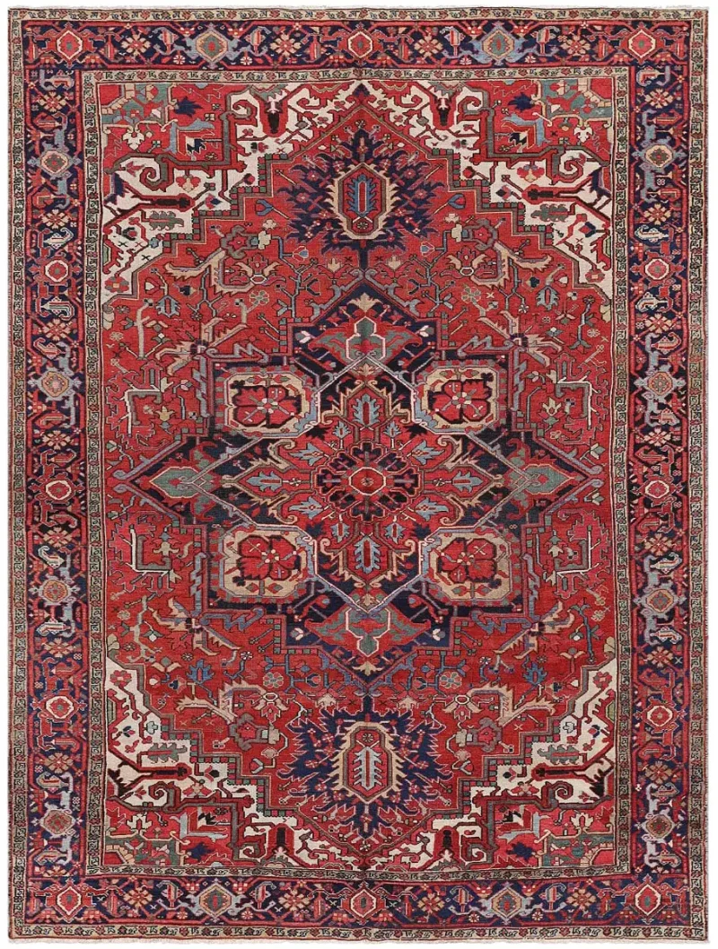 Antique Persian Serapi Red/Blue  -  9'  x  12' 5''
