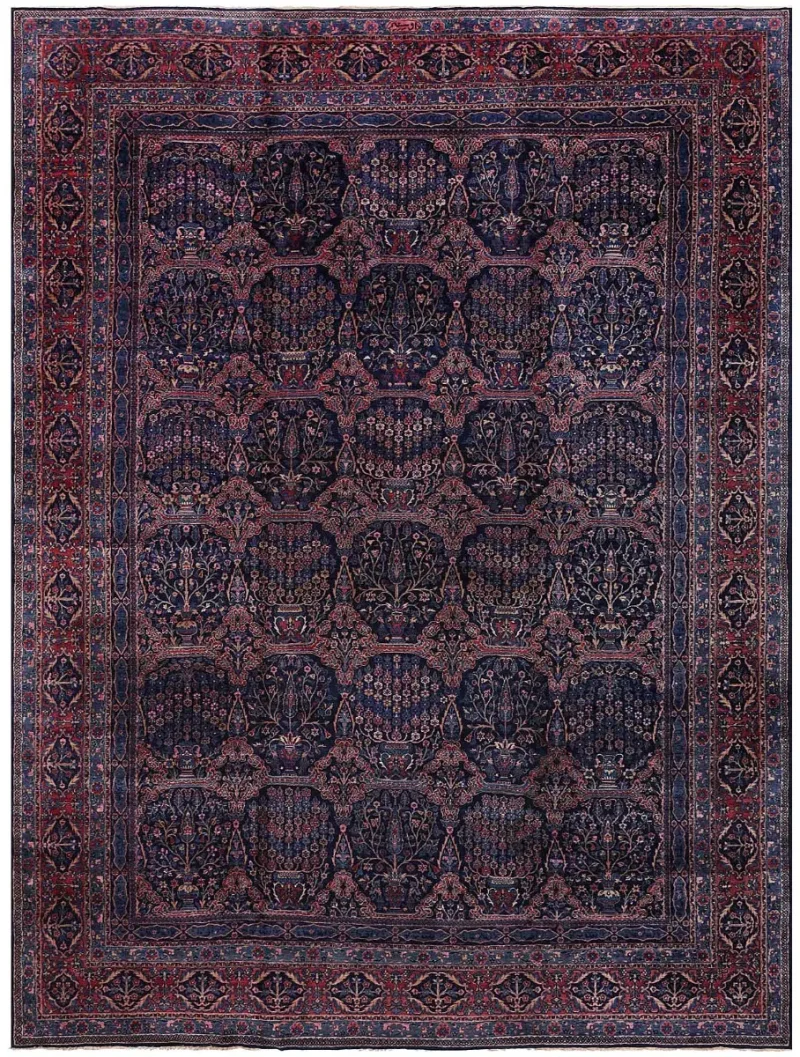 Antique Persian Yazd Navy/Red  -  11' 3'' x  15' 6''