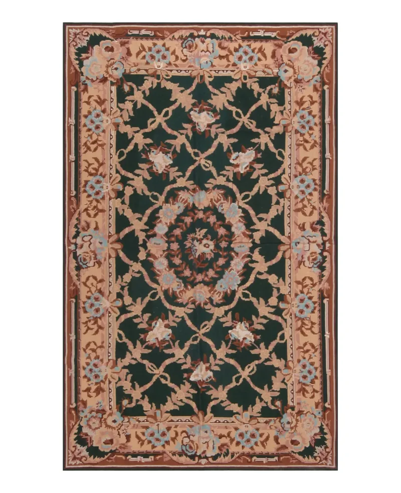 Chinese Needlepoint Aubusson Green/Multi  -  3'  x  5' 