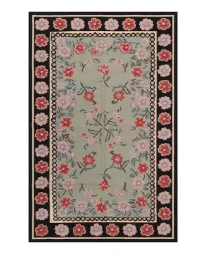 Chinese Needlepoint Aubusson Sage/Black - 3' x 5'