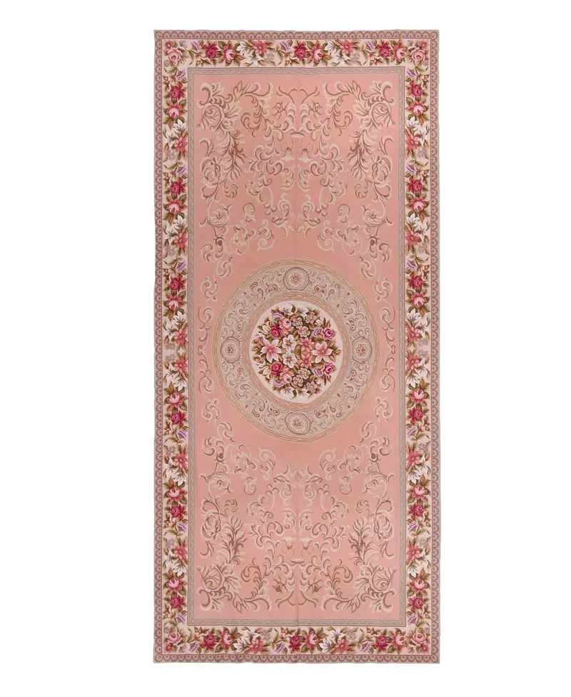 Chinese Needlepoint Aubusson Pink  -  4' 10'' x  9' 10''