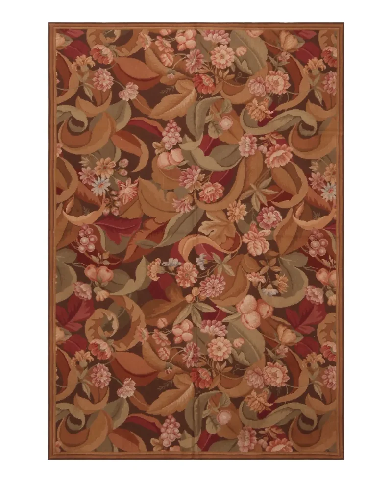 Chinese Needlepoint Aubusson Brown  -  4'  x  6' 
