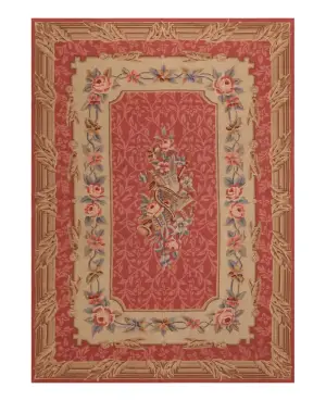 Chinese Needlepoint Aubusson Brown/Salmon - 4' x 6'