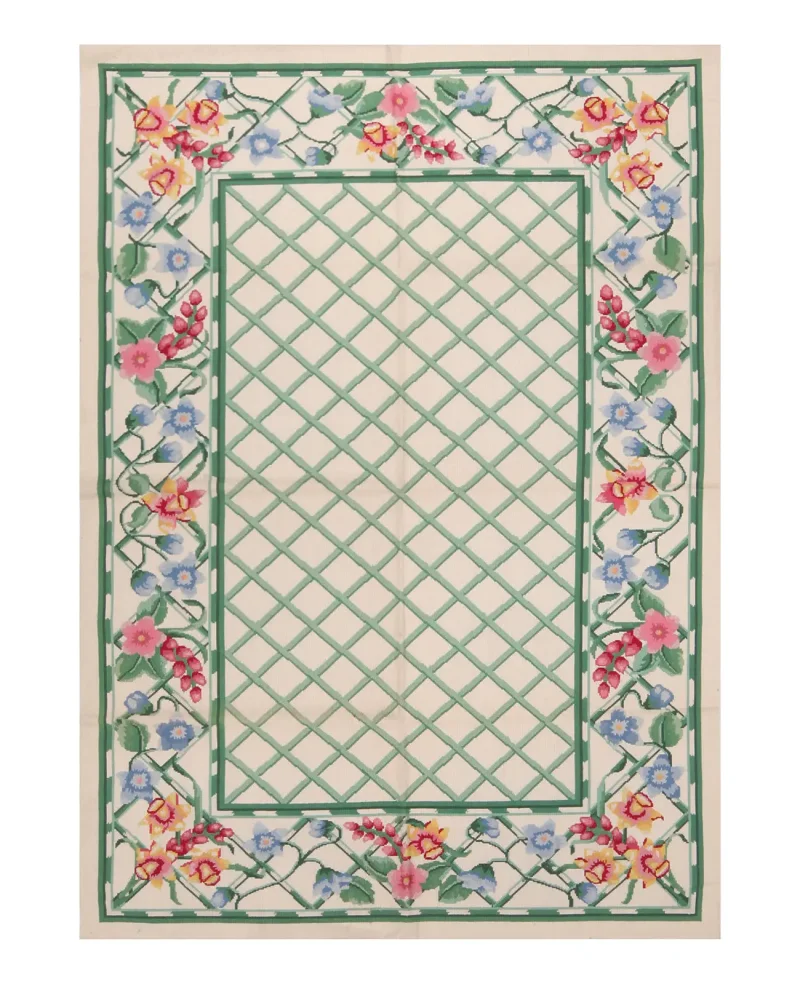 Chinese Needlepoint Aubusson Ivory/Multi  -  4'  x  6' 