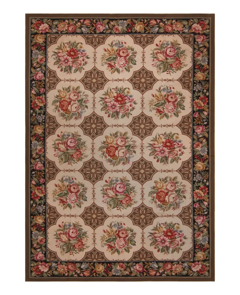 Chinese Needlepoint Aubusson Beige  -  5' 3'' x  8' 1''