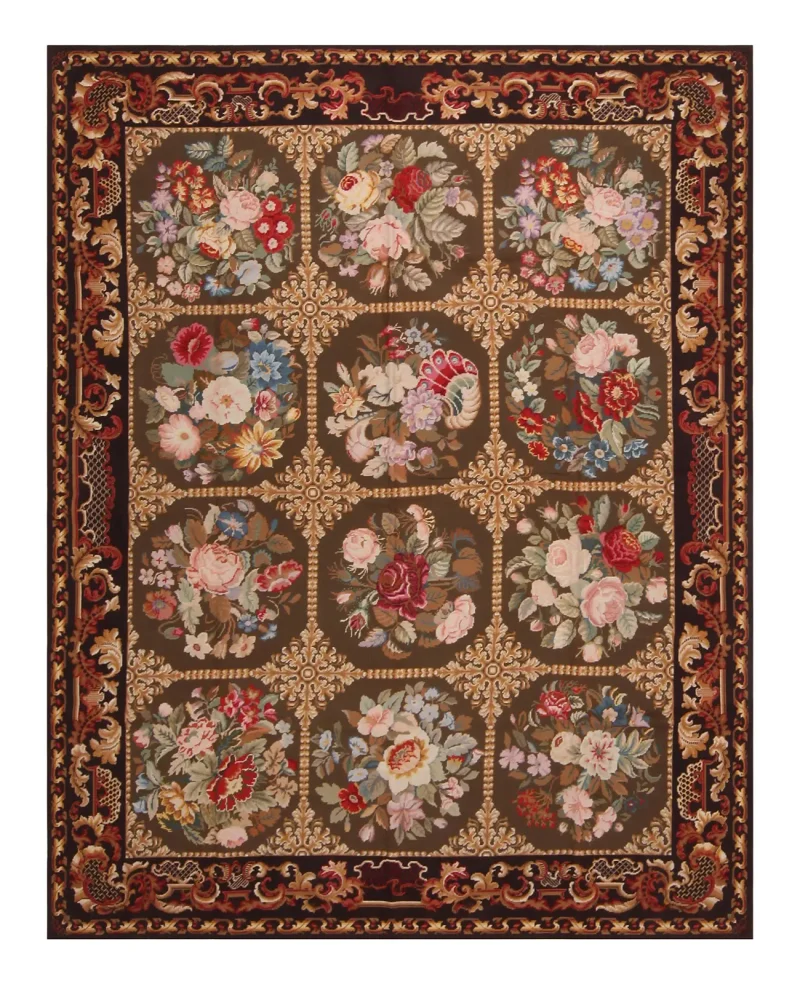 Chinese Needlepoint Aubusson Brown  -  5' 11'' x  7' 7''