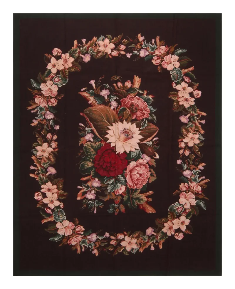 Chinese Needlepoint Aubusson Brown  -  5' 6'' x  7' 6''