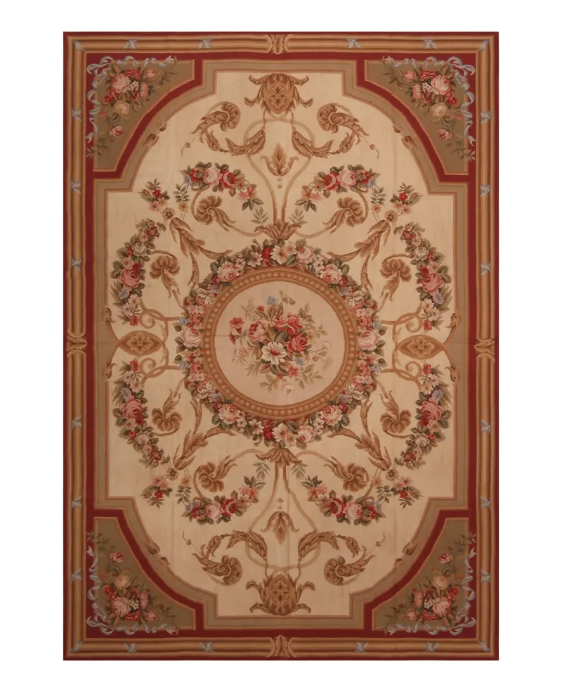Chinese Needlepoint Aubusson Gold  -  5' 9'' x  8' 9''