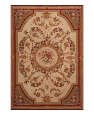 Chinese Needlepoint Aubusson Gold - 5' 9'' x 8' 9''