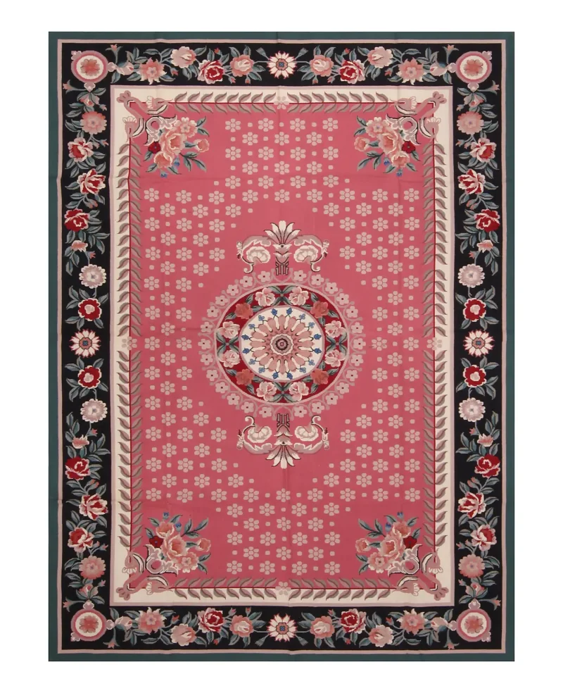 Chinese Needlepoint Aubusson Pink  -  6'  x  9' 