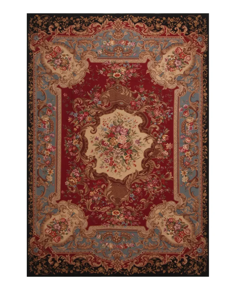 Chinese Needlepoint Aubusson Red  -  5' 9'' x  8' 9''