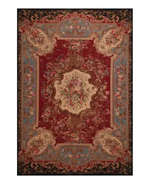 Chinese Needlepoint Aubusson Red - 5' 9'' x 8' 9''
