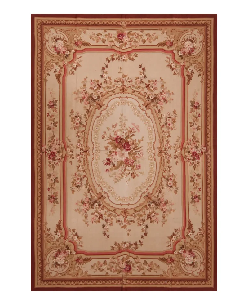 Chinese Needlepoint Aubusson Beige  -  7' 9'' x  9' 9''