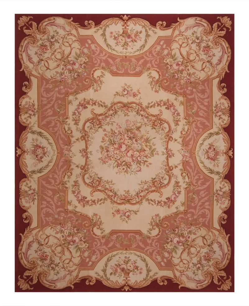 Chinese Needlepoint Aubusson Beige/Rust  -  7' 9'' x  9' 8''