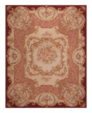 Chinese Needlepoint Aubusson Beige/Rust - 7' 9'' x 9' 8''