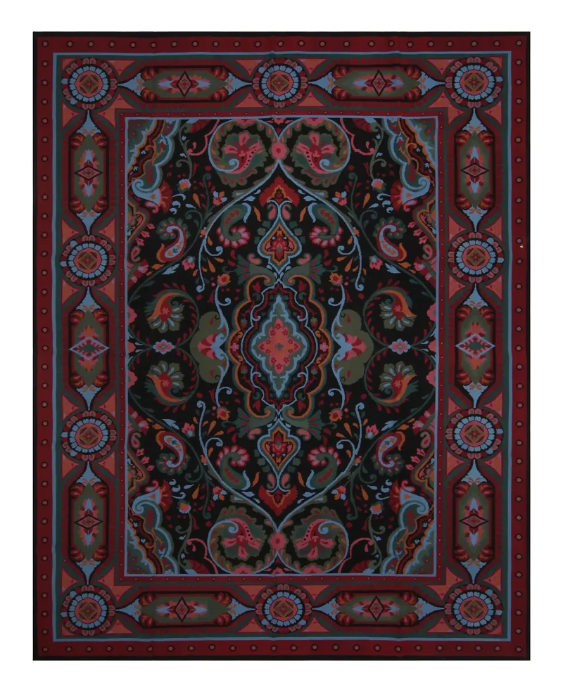 Chinese Needlepoint Aubusson Black/Multi  -  8'  x  11' 