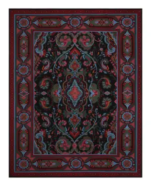 Chinese Needlepoint Aubusson Black/Multi - 8' x 11'
