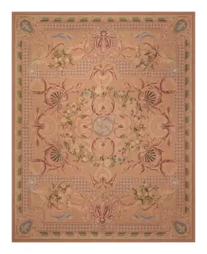 Chinese Needlepoint Aubusson Gold - 7' 5'' x 9' 9''