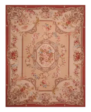 Chinese Needlepoint Aubusson Gold - 8' 2'' x 10' 7''