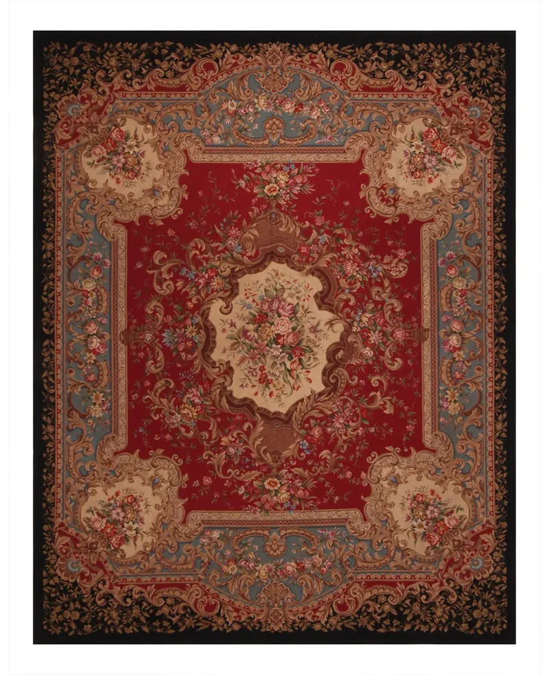Chinese Needlepoint Aubusson Red/Multi  -  8'  x  10' 