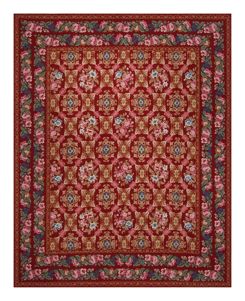 Chinese Needlepoint Aubusson Red/Multi  -  8'  x  10' 