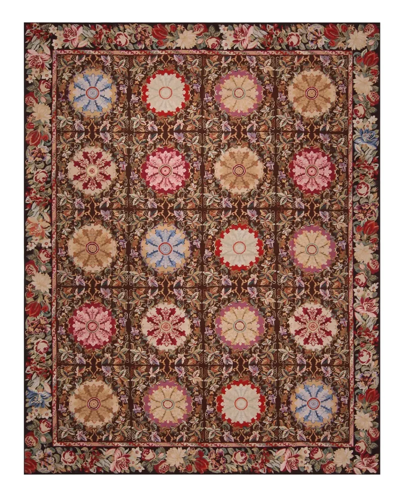 Chinese Needlepoint Aubusson Brown/Multi  -  8' 9'' x  11' 9''