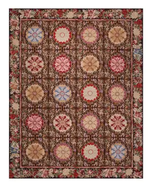 Chinese Needlepoint Aubusson Brown/Multi - 8' 9'' x 11' 9''