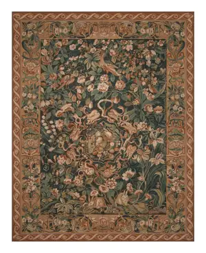 Chinese Needlepoint Aubusson Green/Multi - 9' x 12'