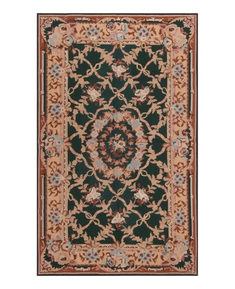 Chinese Needlepoint Floral Green/Multi  -  3'  x  5' 