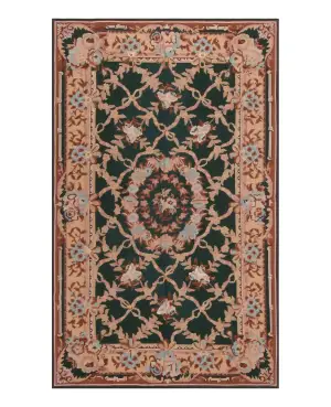 Chinese Needlepoint Floral Green/Multi - 3' x 5'