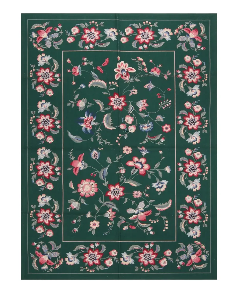 Chinese Needlepoint Floral Green/Multi  -  4'  x  5' 11''