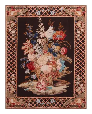 Chinese Needlepoint Floral Brown/Multi - 5' 4'' x 7' 1''