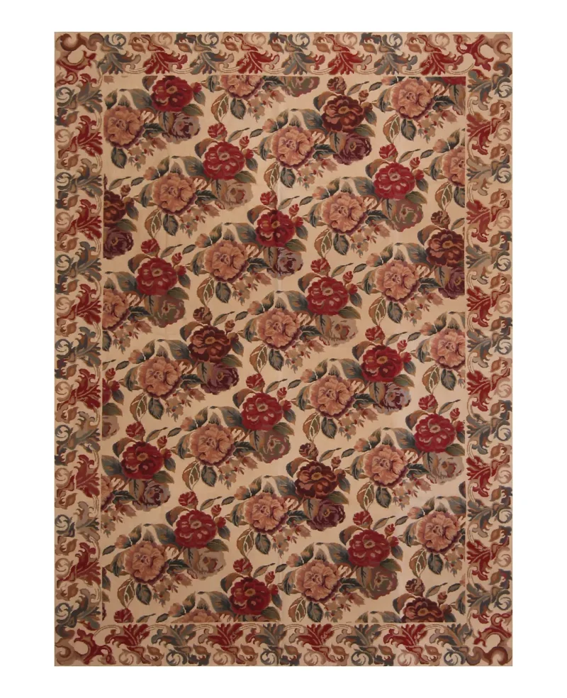 Chinese Needlepoint Floral Ivory/Multi  -  6'  x  9' 