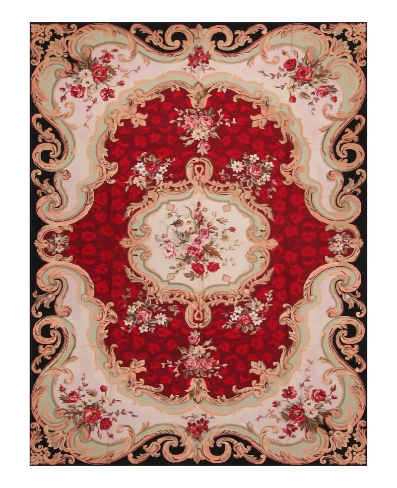 Chinese Needlepoint Floral Red/Multi  -  6'  x  9' 