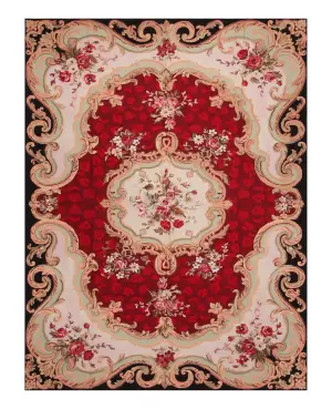 Chinese Needlepoint Floral Red/Multi - 6' x 9'