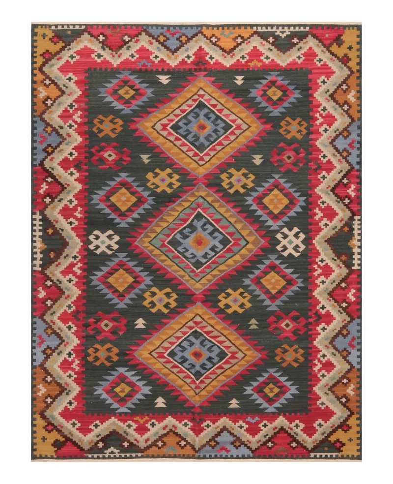 Chinese Needlepoint Kilim Green/Multi  -  3' 9'' x  5' 9''