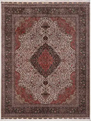 Chinese Silk Tabriz Beige/Green - 8' 7'' x 11' 9''