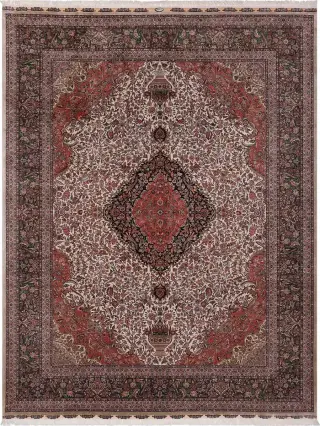Chinese Silk Tabriz Beige/Green - 8' 7'' x 11' 9''